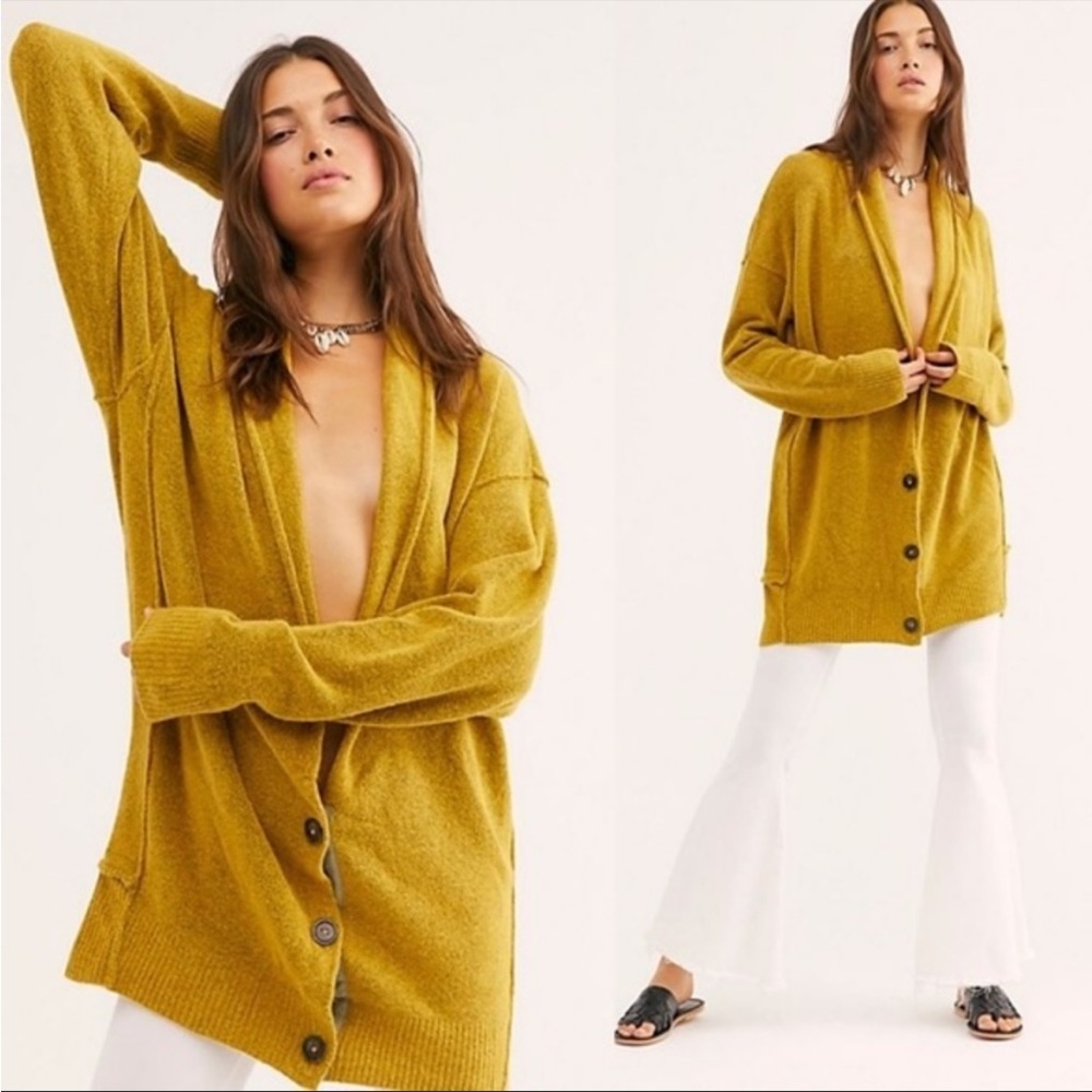 Free People Oversized Cardigan in Moss
